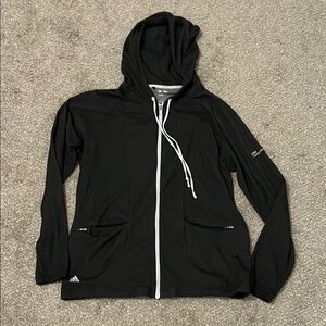 Adidas Black Hoodie with White Zipper